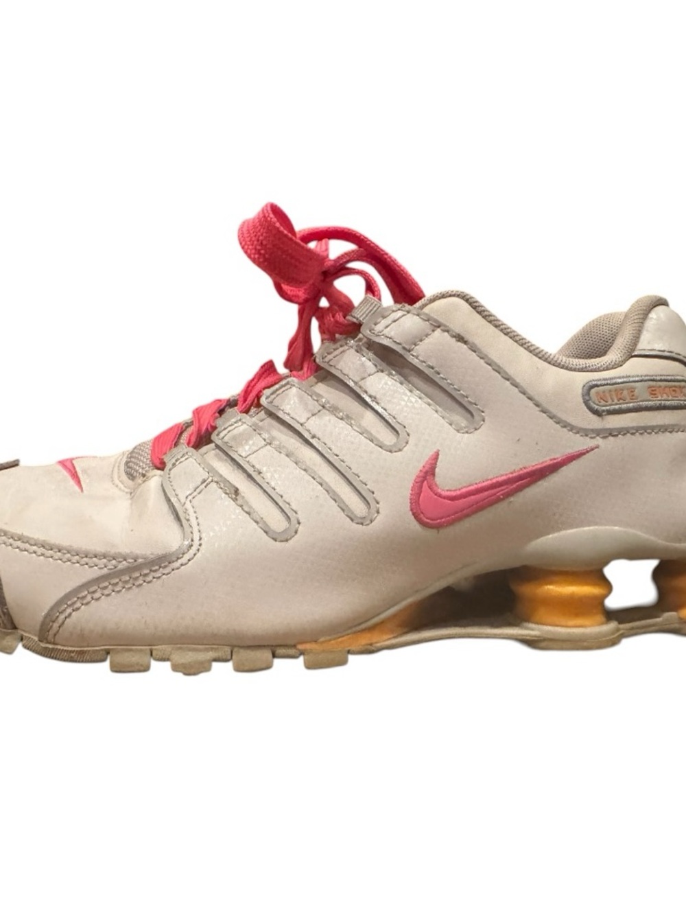 Nike Shox NZ Women’s White Leather Y2K Orange and Pink Lace Up Size 8.5 Sneakers - Picture 4 of 10